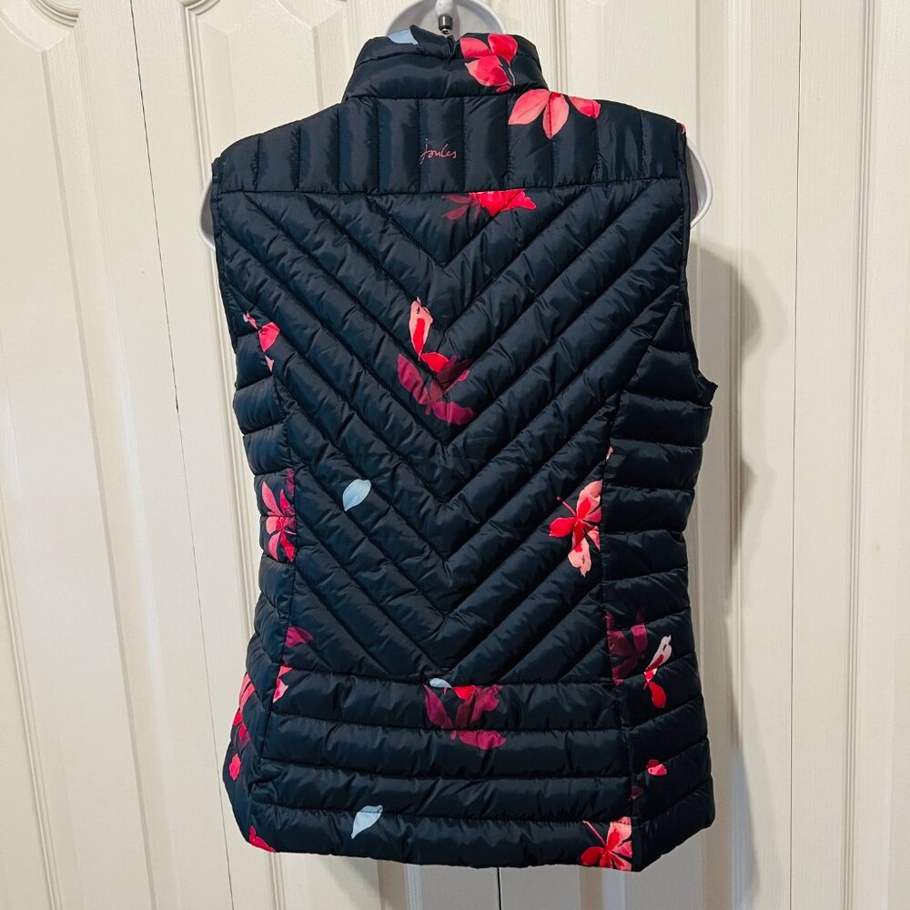 Joules-Women's Puffer Floral Navy Blue Vest-Great Britain-Size 8 US-Warm-Travel - Picture 7 of 16